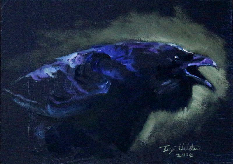 Korppi  Raven, 2016. Oil on Canvas, 24 x 33 cm.