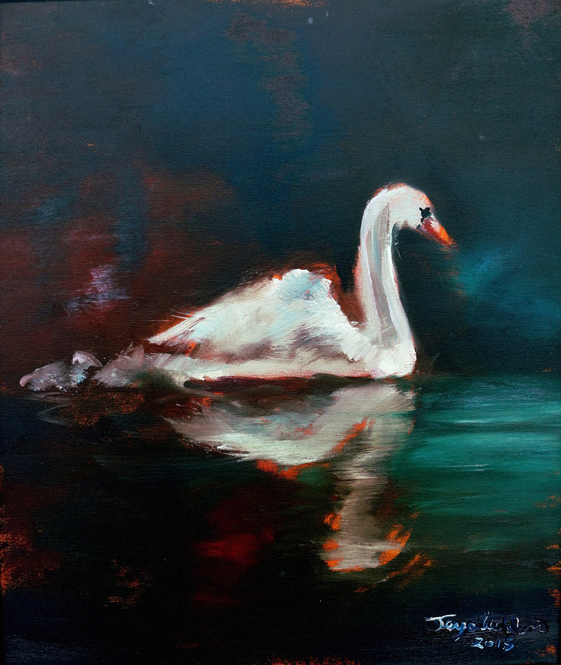 Rauhaisa lampi Peaceful Pond, 2015. Oil on Canvas, 55 x 46 cm.